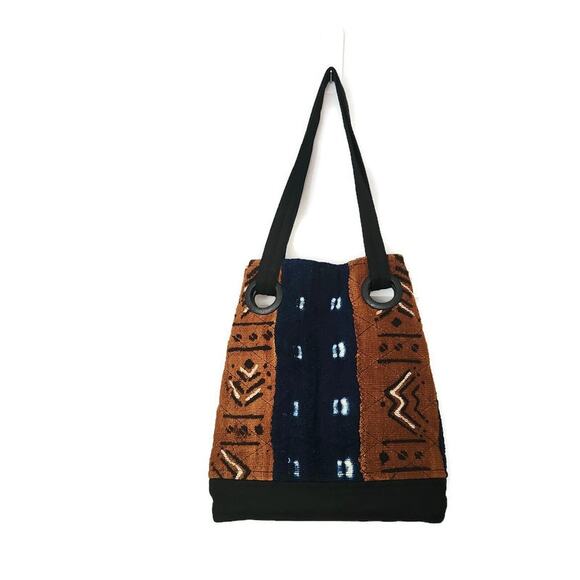Women's Brown Woven Canvas Tribal Ethnic Pattern Tote - Picture 2 of 6